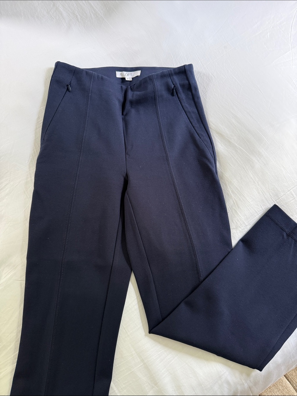LOFT Navy Ponte Slim Dress Pants